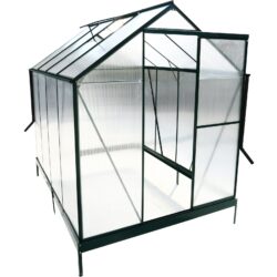 6.3'x8.2'x7' Polycarbonate Greenhouse, Heavy Duty Outdoor Aluminum Walk-In Green House Kit With Rain Gutter, Vent And Door For Backyard Garden - Green