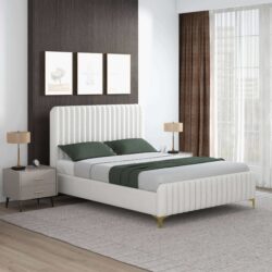 Valery - King Size Platform Bed - Cream