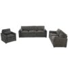 Cozy Upholstered Sofa Set Oversized Comfy Cloud Sofa Double Cushion Sofa Group Plush Cushion Sofa Couch For Living Room - Gray - Image 12
