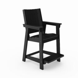 Modern Counter Chair Sleek HDPE Poly Lumber For Dining, Patio, And Garden Comfort - Black
