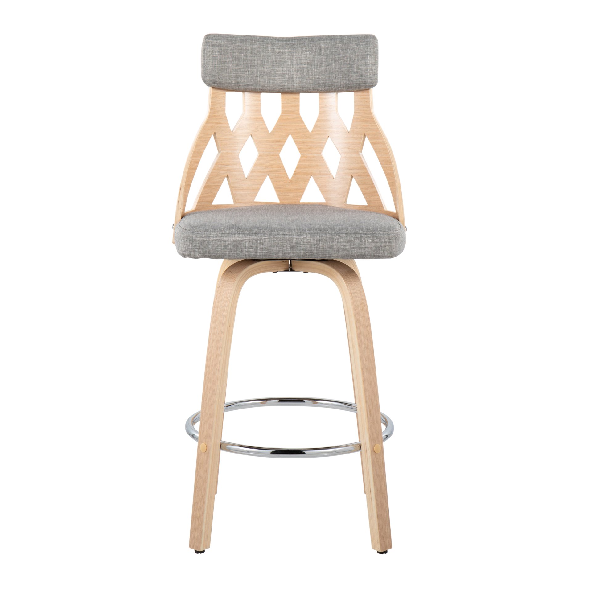 York - Mid-Century Modern Counter Stool - Natural / Light Gray - Image 5