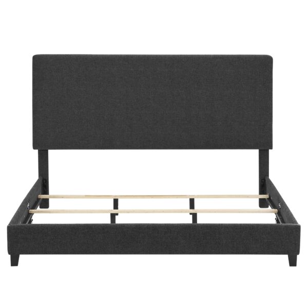 King Size Upholstered Platform Bed - Charcoal Gray