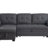 Lucca - Linen Reversible Sleeper Sectional Sofa With Storage Chaise - Dark Gray - Image 11