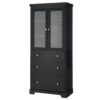 Freestanding Tall Bathroom Cabinet With Adjustable Shelves, Drawers, Soft Close Glass Doors - Black - Image 12