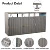Garbage Bin Shed Stores 3 Trash Cans Metal Outdoor Bin Shed For Garbage Storage, Stainless Galvanized Steel, Bin Shed For Garden Yard Lawn - Gray - Image 5