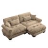 Modern 2 Seater Sofa With Ottoman Round Bolster Armrests Waist & Throw Pillows - Camel - Image 10