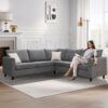 Modern Upholstered Living Room Sectional Sofa, L Shape Furniture Couch With 3 Pillows - Gray - Image 12