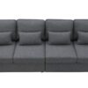 4 Seater Modern Linen Sofa With Armrest Pockets And 4 Pillows, Minimalist Style Couch - Dark Gray - Image 3