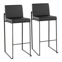Fuji - Contemporary High Back Barstool (Set of 2) - Black
