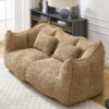 Comfortable Dual Beanbag Chair With High Resilience Foam Core For 2 People In Coffee - Coffee - Image 6