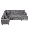 Sectional Sofa Pull-Out Sofa Bed Sleeper With A Storage Ottoman, Three Pillows And Charging Devices For Living Room - Gray - Image 11