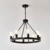 6 Light (No Bulbs) Wagon Wheel Chandelier Farmhouse Modern Small Round Chandelier For Living Room Kitchen Island Foyer Hallway Entryway Bedroom Dining Room Light Fixture Ceiling Hanging - Matte Black - Image 14