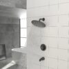 10" Round Rain Shower Head System With Waterfall Tub Spout, Wall Mounted, Stainless Steel - Matte Black - Image 2