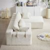 Modern Chenille Upholstered Sectional Sofa Couch Set, Modular L Shaped Sectional Living Room Sofa Set & 6 Pillows, Free Combination - Beige - Image 18
