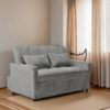 Modern Velvet Loveseat Futon Sofa Couch Pullout Bed, 55.33" Love Seat Lounge Sofa Bed, Armrest With Three USB Ports, Two Side Pockets, Two Cup Holders And 360 DegreeSwivel Phone Holder For Living Room - Gray - Image 6