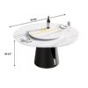 59.05" Modern Artificial Stone Round Carbon Steel Base Dining Table, Can Accommodate 6 People, White Artificial Stone Turntable - White / Black - Image 3