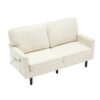 Mid Century Modern Loveseat Sofa With USB, Removable Pillow Cover - Beige - Image 17