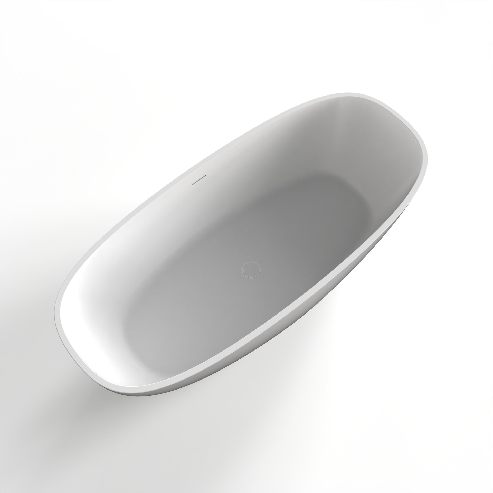 Soaking Bathtub, Freestanding, Solid Surface - Matte White - Image 5