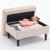 Beige Upholstered Armchair And Storage Ottoman Set, Comfortable Single Sofa With Cup Holders And Tufted Detailing, Ideal For Living Room Or Bedroom - Beige - Image 24