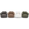 360° Swivel Barrel Sofa Chair With Throw Pillow, Chenille Upholstered Accent Chair - Beige - Image 4