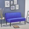 Contemporary Loveseat With Upholstered Fabric And Birch Wood Legs - Navy Blue - Image 5