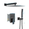 Dual Shower Head System With Rainfall Design, 10" Wall Mounted Square Shower Set - Matte Black - Image 3