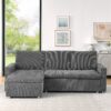 Modern L Shaped Convertible Sleeper Sofa Bed With Pull Out Bed And Reversible Chaise - Gray - Image 4