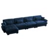 Modern Velvet L Shaped Sectional Cloud Sofa, Convertible Deep 4 Seater Modular Couch With Pillows - Blue - Image 12