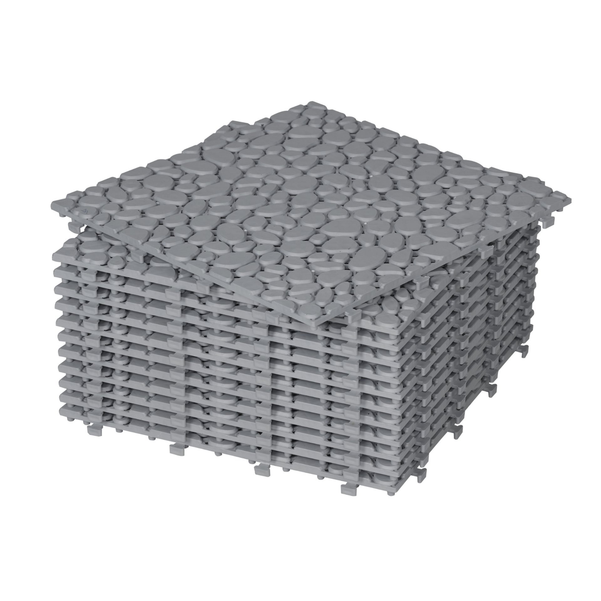 Interlocking Deck Tiles Plastic Waterproof Outdoor All Weather Anti-Slip Bathroom Shower Balcony Porch Strong Weight Capacity Upto 440 Lbs, Pebble Stone Pattern Pack Of 12 - Gray - Image 15