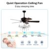 52" Crystal Shade Ceiling Fan Lamp, 3 Speed, 4 Timing, 5 Reversible Blades Crystal Ceiling Fan, 5 Pieces X E12 (No Include Bulb), Hand Pull Chain - Matte Black - Image 10