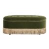 Melinda - Oval Tufted Bullion Fringe Storage Bench - Olive Green - Image 2