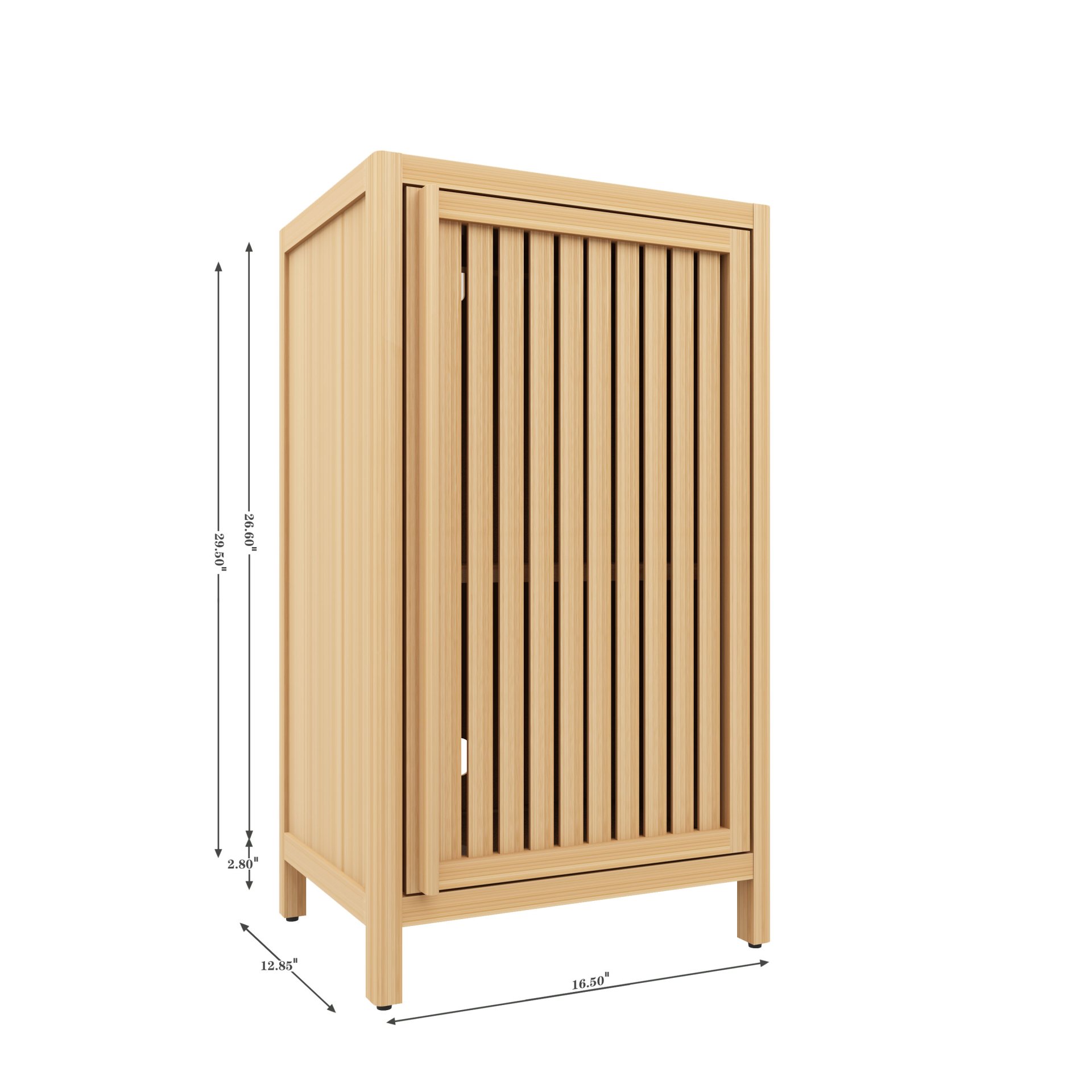 Bamboo Freestanding Storage Cabinet With Door And Shelf For Bathroom, Living Room, Kitchen - Natural / Natural Wood - Image 3