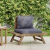 Outdoor Club Chair With Slatted Design And Water Resistance Cushion - Dark Gray - Image 4