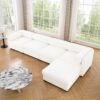 Modular Sectional Sofa With Storage, Cylindrical Support Chenille 4 Seat L Shaped Design - White - Image 6