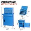 Tool Chest, 5 Drawer Rolling Tool Storage Cabinet With Detachable Top Tool Box, Liner, Universal Lockable Wheels - Blue - Image 3