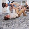Payas - 2' X 8' Traditional Runner Rug - Gray / Blue - Image 3