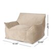 Allea - Velveteen Bean Bag Chair With Armrests, Comfortable Velvet Seating - Taupe - Image 3