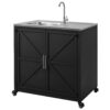 Outdoor Movable Kitchen Sink Patio Modular Kitchen Sink Station With Cabinet For Garden, Patio, Backyard - Matte Black - Image 12