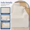 Full Compression Chaise Lounge Set Modular Corduroy Sectional With Arched Armrests Non Slip Base Includes 3 Back Cushions & 2 Throw Pillows - White - Image 6