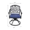 Patio Outdoor Aluminum Dining Swivel Rocker Chairs With Cushion (Set of 2) - Navy Blue - Image 6
