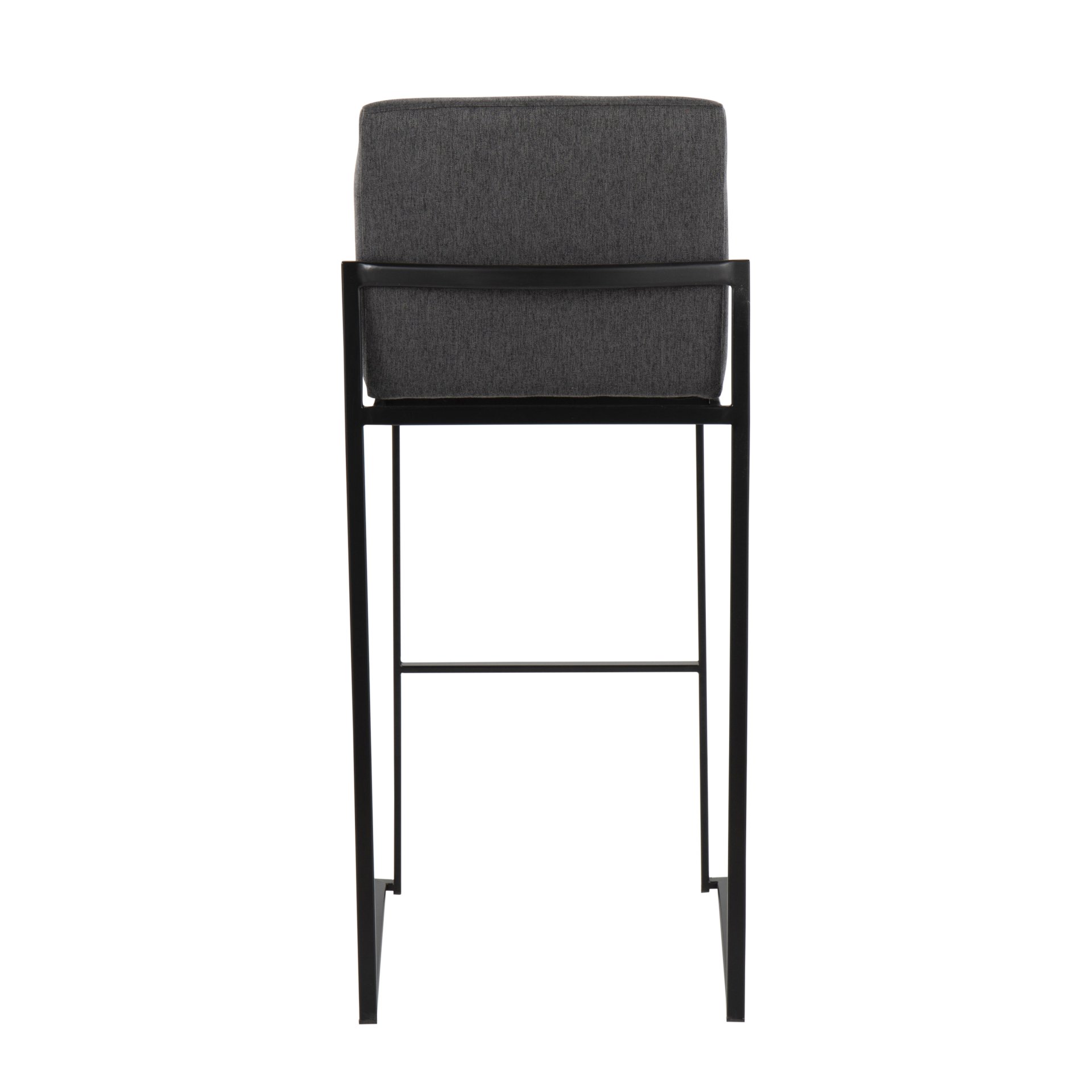 Fuji - Contemporary High Back Barstool (Set of 2) - Black / Charcoal - Image 5