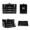 20'' Portable 3 Drawer Steel Toolbox, 4 Layers Of Tools With Metal Latches, With Top Storage Tray And Carrying Handle, Multi Function Tool Storage For Garage, Home, Or Workbench - Black - Image 7