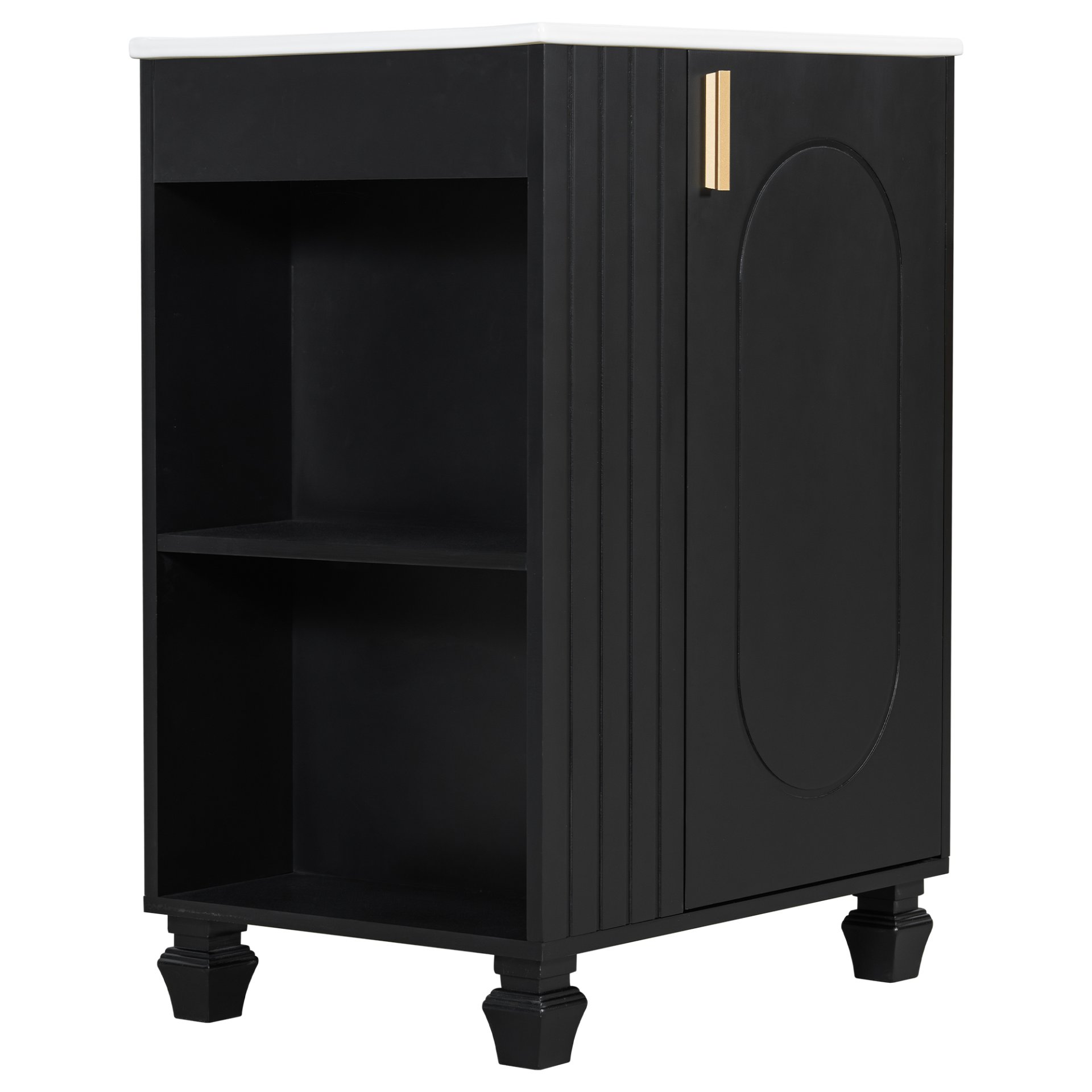 Classic Retro 24" Bathroom Vanity With Sink, Door Shelf, Side Open Storage Frame, Soft Closing Door - Black - Image 18