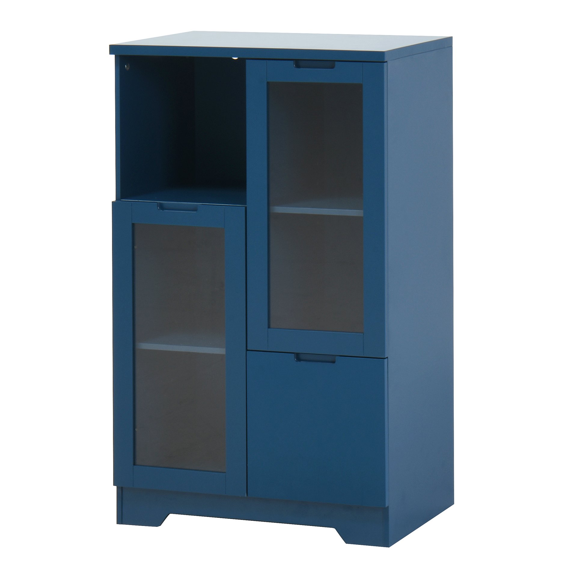 Painted Cabinet With Glass Doors, Drawer, And Open Storage Space For Bedroom And Living Room - Navy Blue - Image 19