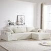 Modern Chenille Upholstered Sectional Sofa Couch Set, Modular L Shaped Sectional Living Room Sofa Set & 6 Pillows, Free Combination - Beige - Image 19