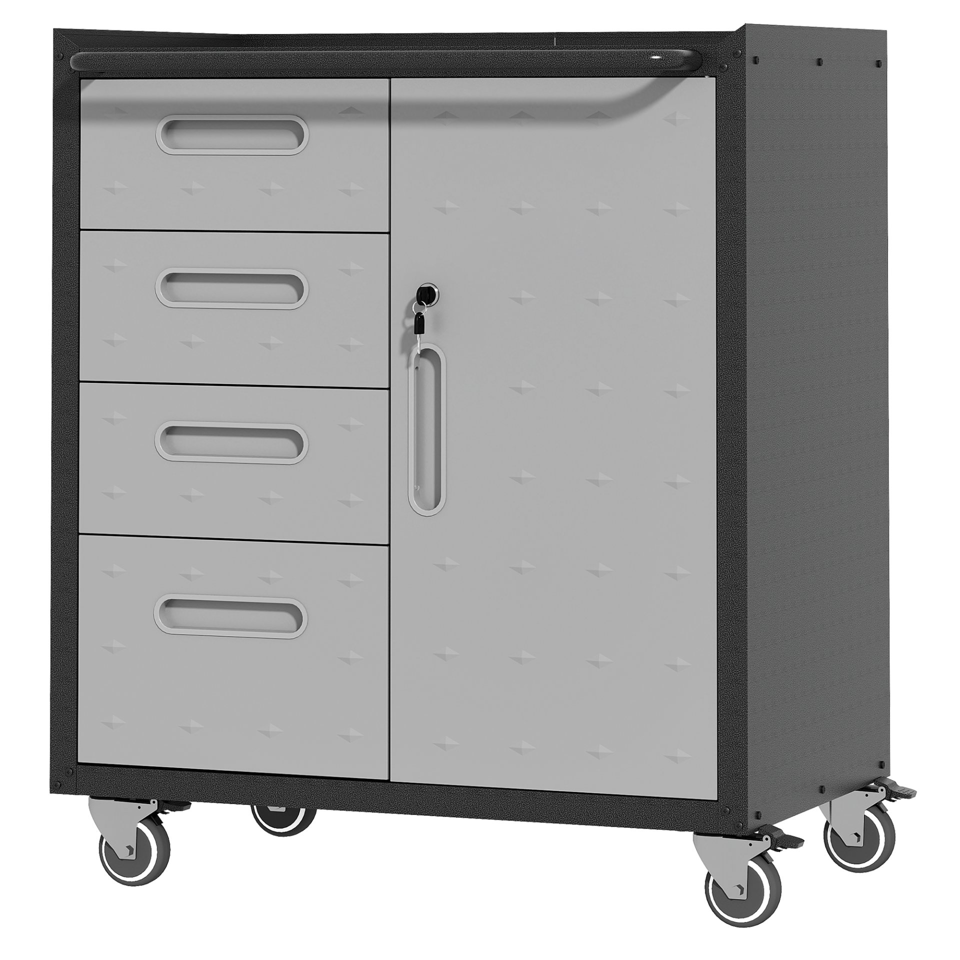Sturdy Metal Tool Storage Cabinet With Wheels Durable Garage, Office & Home Organizer Steel - White - Image 6