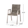Outdoor Modern Aluminum Dining Chair Set With Rope Seat (Set of 2) - Silver / Taupe - Image 3