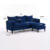 Convertible Combination Sofa, Sofa L Shaped, Sofa With Footstools With Storage Sofa For Living Room, Living Room 3 Seater Combination Sofa - Blue - Image 3