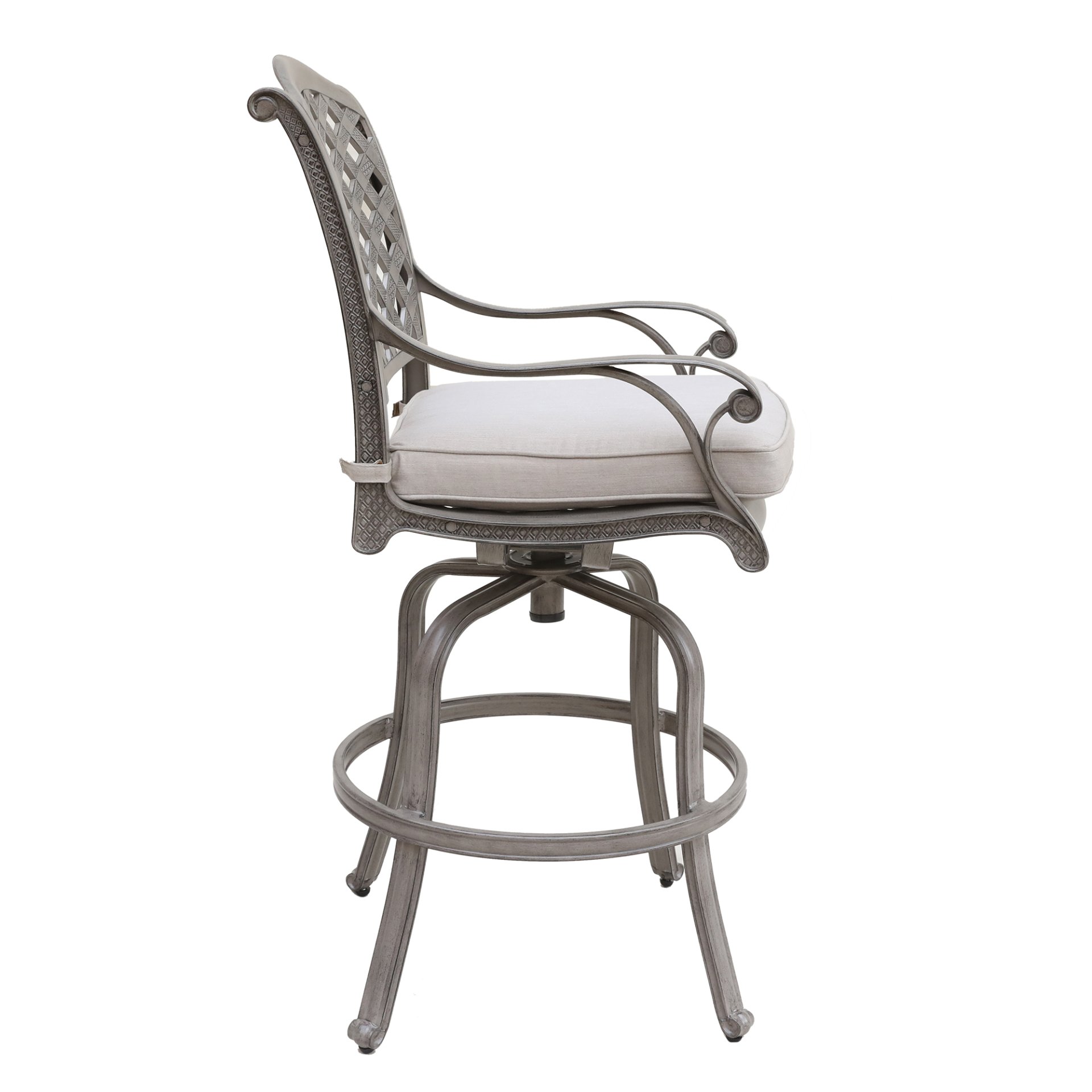 Cast Aluminum Bar Stool With Cushion (Set of 2) - Gray - Image 7