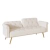 Luxurious Velvet Sofa Bed With Nail Head Trim And Matching Pillow - Beige - Image 8